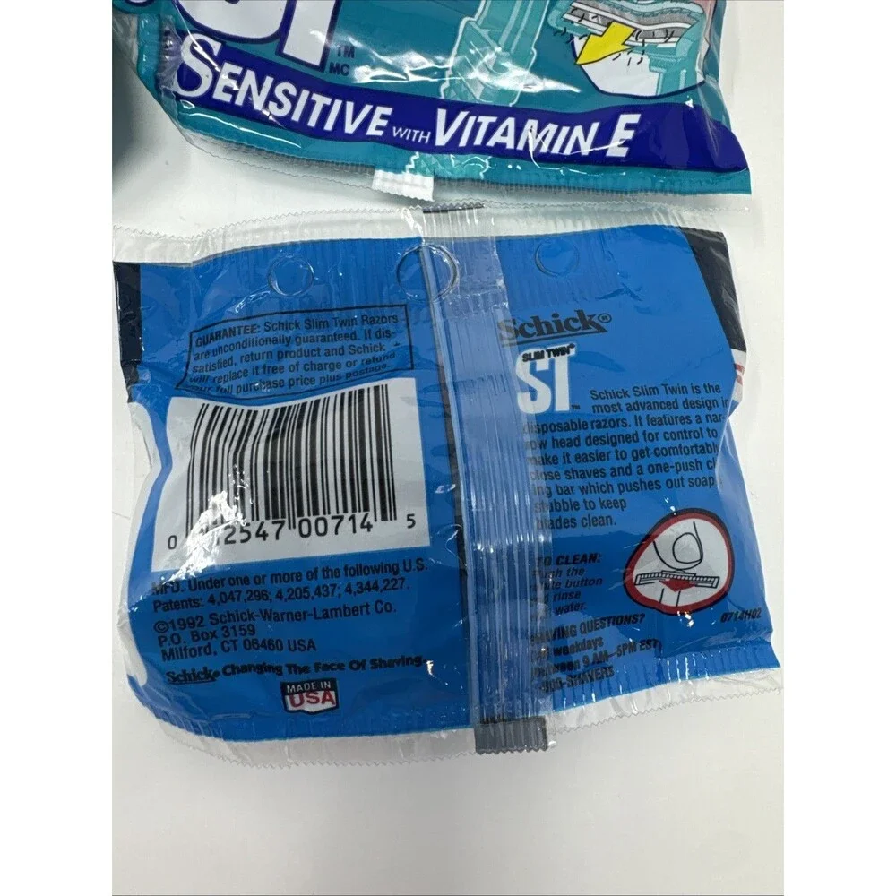 22 NOS Schick Slim Twin Disposable Razors Sensitive & Regular Vintage NEW